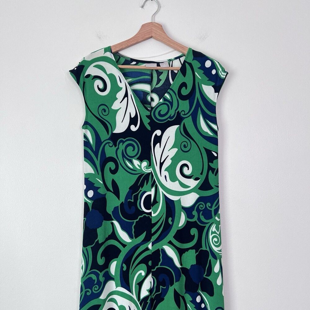 Chico’s Travelers Maxi Dress Size 0 US 4/6 Green Blue Abstract Stretch - Picture 3 of 10